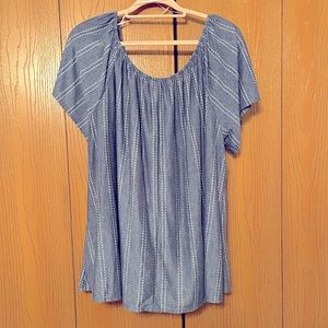 Anthropology W5 Flutter Sleeve Chambray Top, Sz 3X